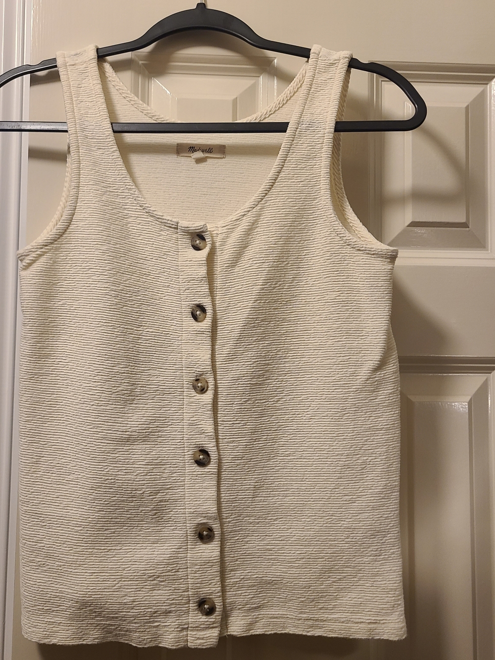 Madewell Cream Ribbed Button-Front Tank Top